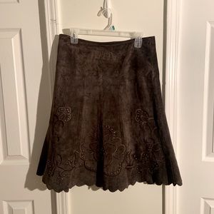 Golf brown real leather skirt